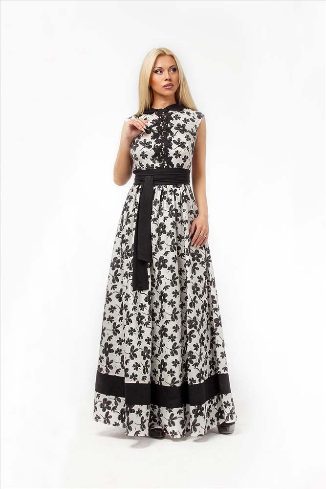 Online discount shop Australia - CASUAL Losse PRINT 3/4 SLEEVE Natural Waistline O-NECK FLOOR LENGTH Women Summer Dress