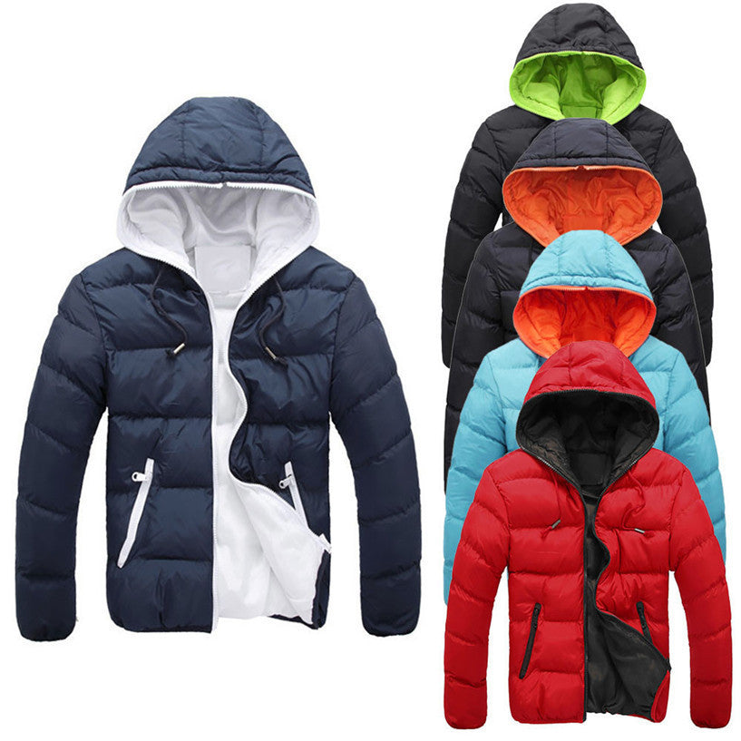 Online discount shop Australia - Men's Slim Casual Warm Jacket Hooded Thick Coat Parka Overcoat Hoodie Fashion Coat No09