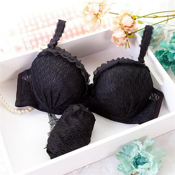 Women's Lace Bra And Pants Set Push Up Bra Set Lingerie Ruffle Women Iingerie Underwear Sets