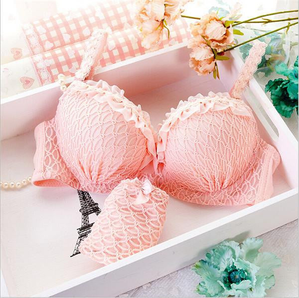 Women's Lace Bra And Pants Set Push Up Bra Set Lingerie Ruffle Women Iingerie Underwear Sets