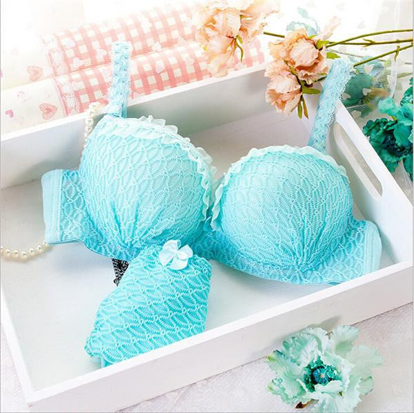 Women's Lace Bra And Pants Set Push Up Bra Set Lingerie Ruffle Women Iingerie Underwear Sets