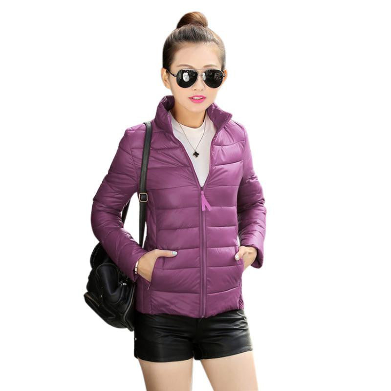 Online discount shop Australia - 8 Colors Women Warm Ultra Light Cotton Blend Long Sleeve Zipper Jacket Outwear Coat LH12