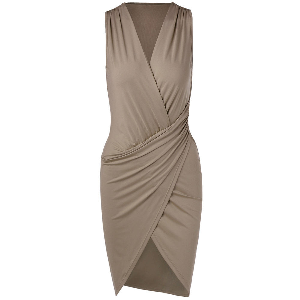 Online discount shop Australia - DEZZAL Elegant Women V Neck Sleeveless Bodycon Mini Dress Sexy robe femme Chic Pink Evening Party Dresses Vestidos Bandage Dress