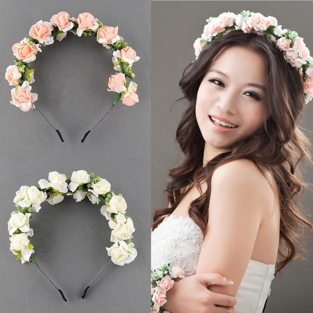 Stylish Women Girls Floral Headband Bohemia Hair Band Flower Garland Wedding Prom Head wrap Hair Accessories Gift