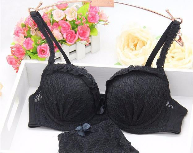 Online discount shop Australia - High quality women push up bra sets sexy lace Jacquard mesh girl bra set underwear lingerie sets bra + panties