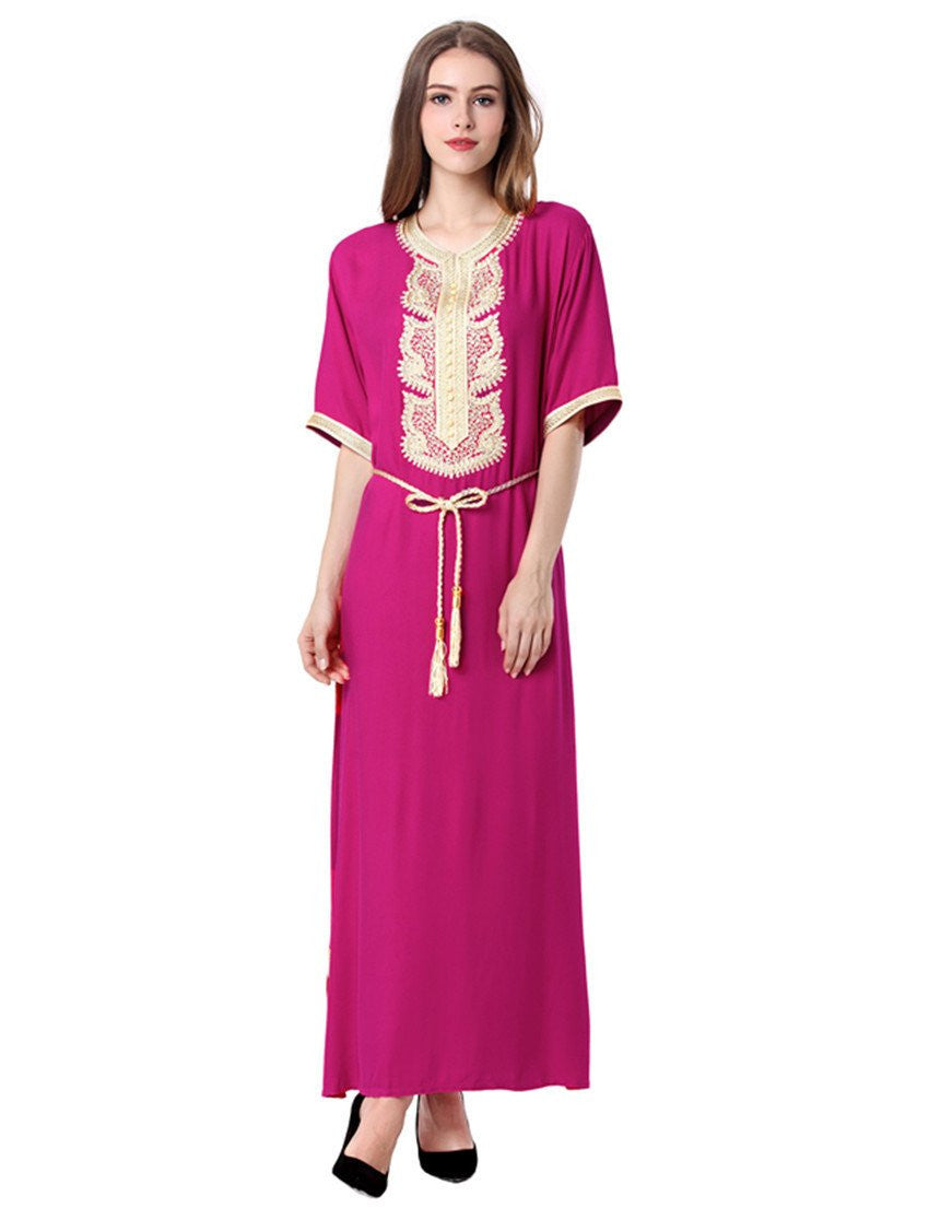 Women's Maxi Muslim Long Dubai Dress moroccan Kaftan Caftan Jilbab Islamic Abaya Muslim abaya Turkish arabic dress robe 1604