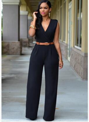 Jumpsuits Ladies Loose Slim Casual Party Overalls Women Sleeveless Nightclub Rompers With belt 15-25 arrive