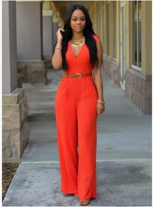 Jumpsuits Ladies Loose Slim Casual Party Overalls Women Sleeveless Nightclub Rompers With belt 15-25 arrive