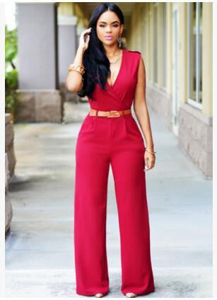 Jumpsuits Ladies Loose Slim Casual Party Overalls Women Sleeveless Nightclub Rompers With belt 15-25 arrive