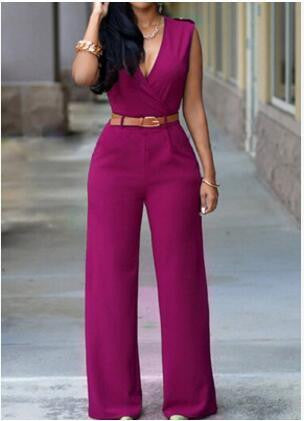 Jumpsuits Ladies Loose Slim Casual Party Overalls Women Sleeveless Nightclub Rompers With belt 15-25 arrive