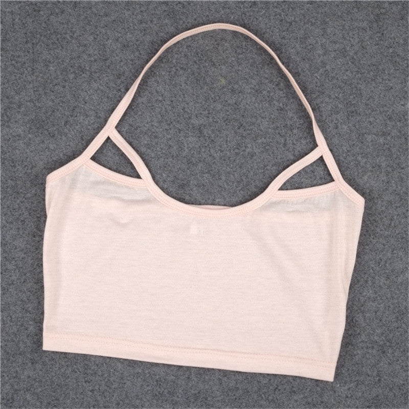 Fashion casual pink color hollow out halter camis Camisole Bralet Bustier Cropped Tops t-shirts