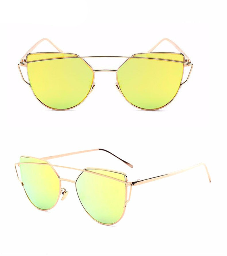 Online discount shop Australia - Cat Eye Sunglasses Women Vintage Fashion Rose Gold Mirror Sun Glasses Unique Flat Ladies Sunglasses Oculos UV400