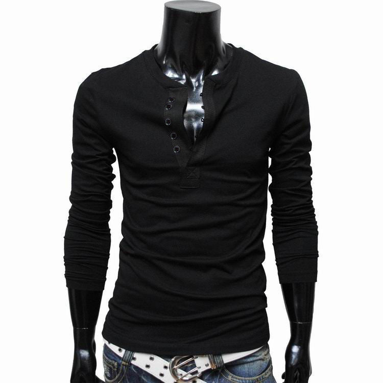 Online discount shop Australia - Henley Shirt Men Brand Long Sleeve Tshirt tops cotton slim fit t-shirts for men