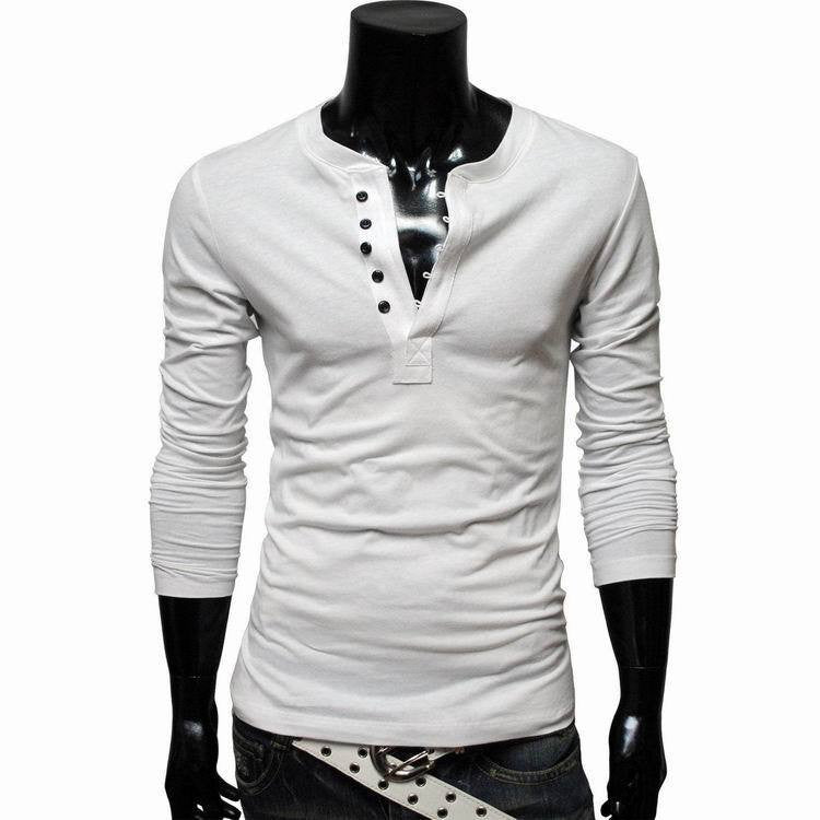 Online discount shop Australia - Henley Shirt Men Brand Long Sleeve Tshirt tops cotton slim fit t-shirts for men