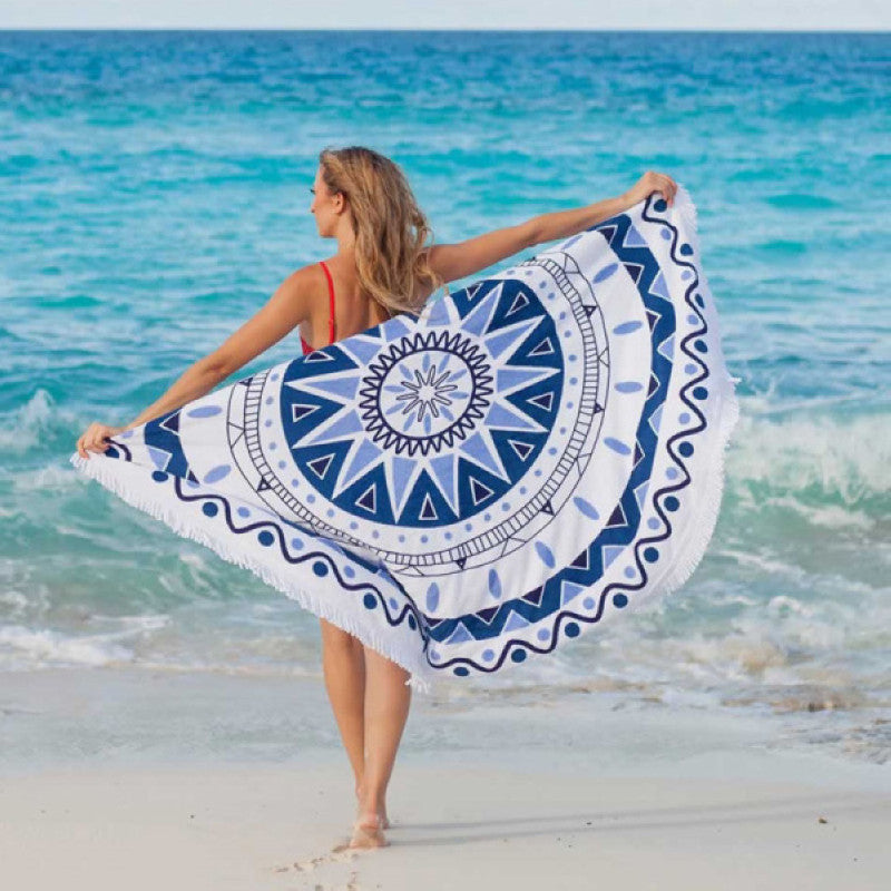 Round Tapestry Wall Hanging Beach Throw Towel Outdoor Picnic Yoga Mat Blanket Home Decor 150cm