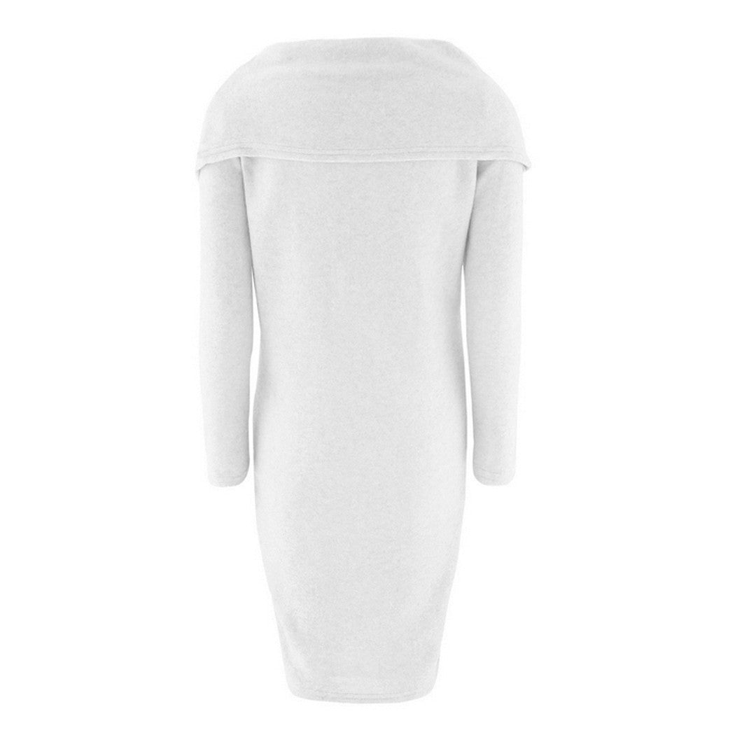 Online discount shop Australia - Fashion Women Winter Dress Turtleneck Knitted Sweater Dress Jumper Tops Dresses Woman Sweaters Oversized Pullovers Vestidos W0