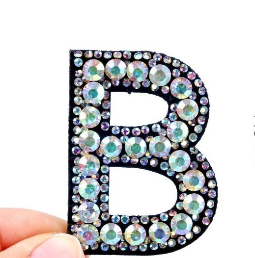 patches rhinestone parches English alphabet letter applique 3D iron on patches for clothing badge paste clothes patch