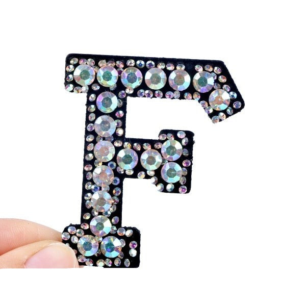 patches rhinestone parches English alphabet letter applique 3D iron on patches for clothing badge paste clothes patch