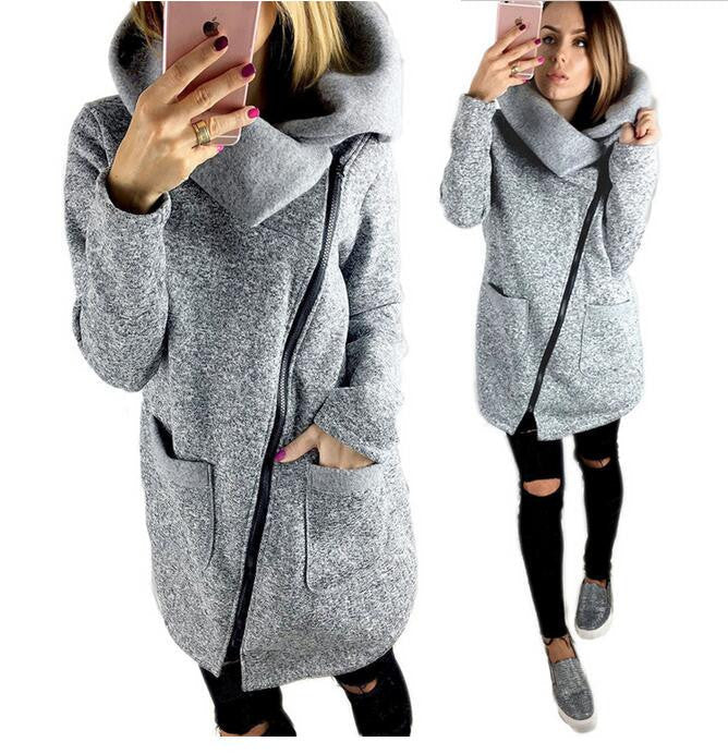 Online discount shop Australia - High Quality Coat Fashion Women Coats Black Solid Cotton-Padded Wool Coat Plus Size Long Sleeve Manteau Femme Outwear