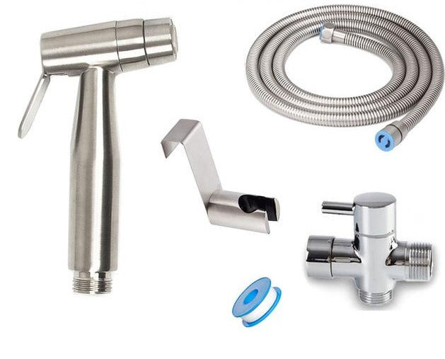 Double function switch toilet bidet faucet bathroom hand bidet sprayer set kit pressurize flush spray gun tank hook & wall mount