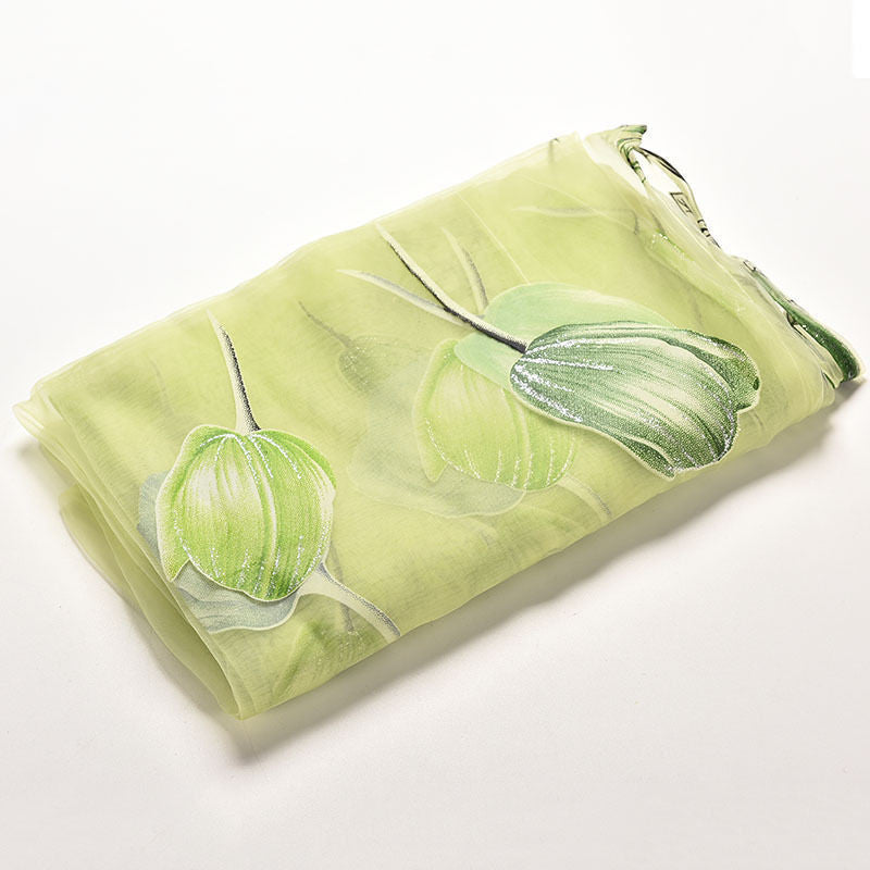 Online discount shop Australia - 1PC 1M*2M Window Curtains Sheer Voile Tulle for Bedroom Living Room Balcony Kitchen Printed Tulip Pattern Sun-shading Curtain