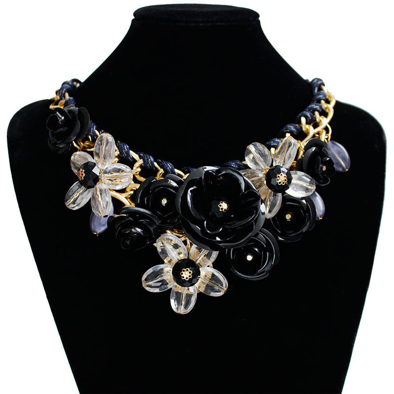 Online discount shop Australia - F&U Star Jewelry for women maxi necklace new design fashion statement necklace flowers necklaces & pendants