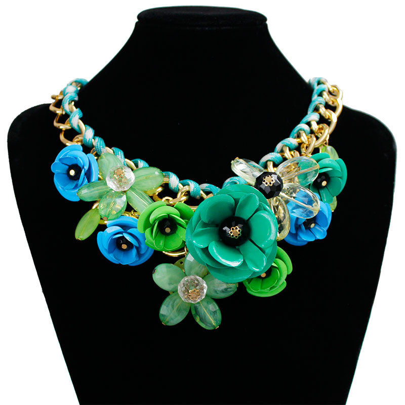 Online discount shop Australia - F&U Star Jewelry for women maxi necklace new design fashion statement necklace flowers necklaces & pendants