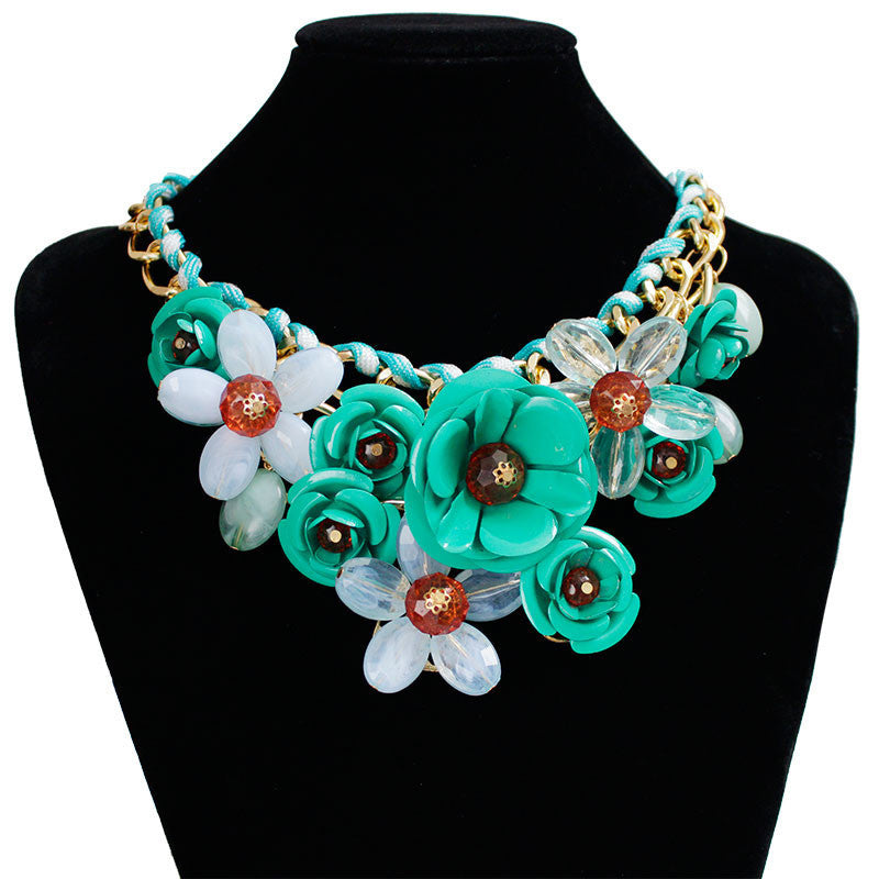 Online discount shop Australia - F&U Star Jewelry for women maxi necklace new design fashion statement necklace flowers necklaces & pendants