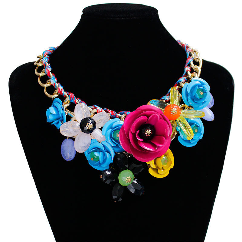 Online discount shop Australia - F&U Star Jewelry for women maxi necklace new design fashion statement necklace flowers necklaces & pendants