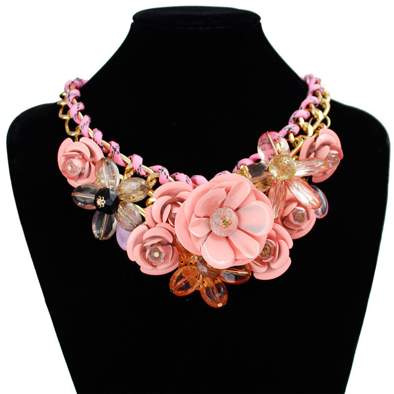 Online discount shop Australia - F&U Star Jewelry for women maxi necklace new design fashion statement necklace flowers necklaces & pendants