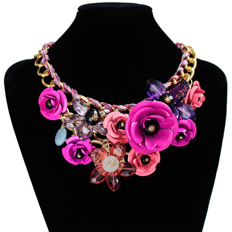 Online discount shop Australia - F&U Star Jewelry for women maxi necklace new design fashion statement necklace flowers necklaces & pendants