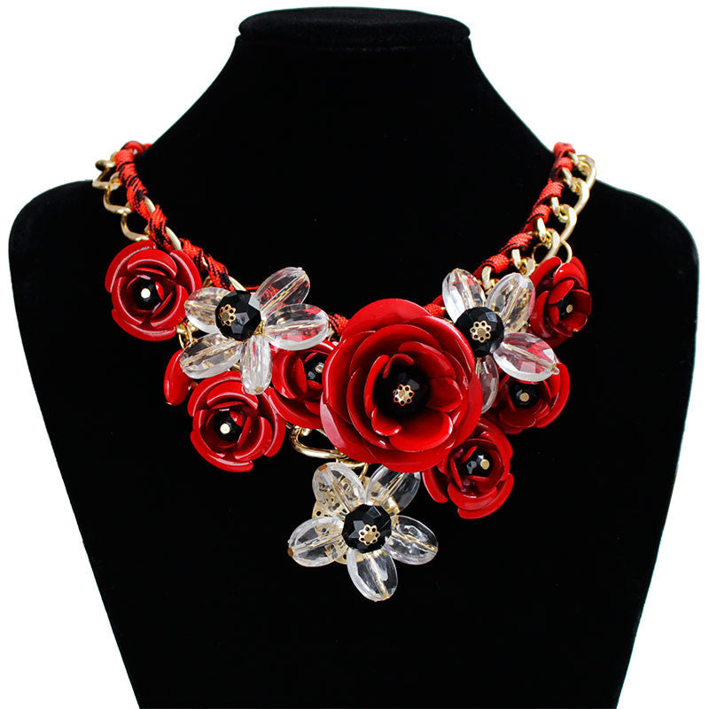 Online discount shop Australia - F&U Star Jewelry for women maxi necklace new design fashion statement necklace flowers necklaces & pendants
