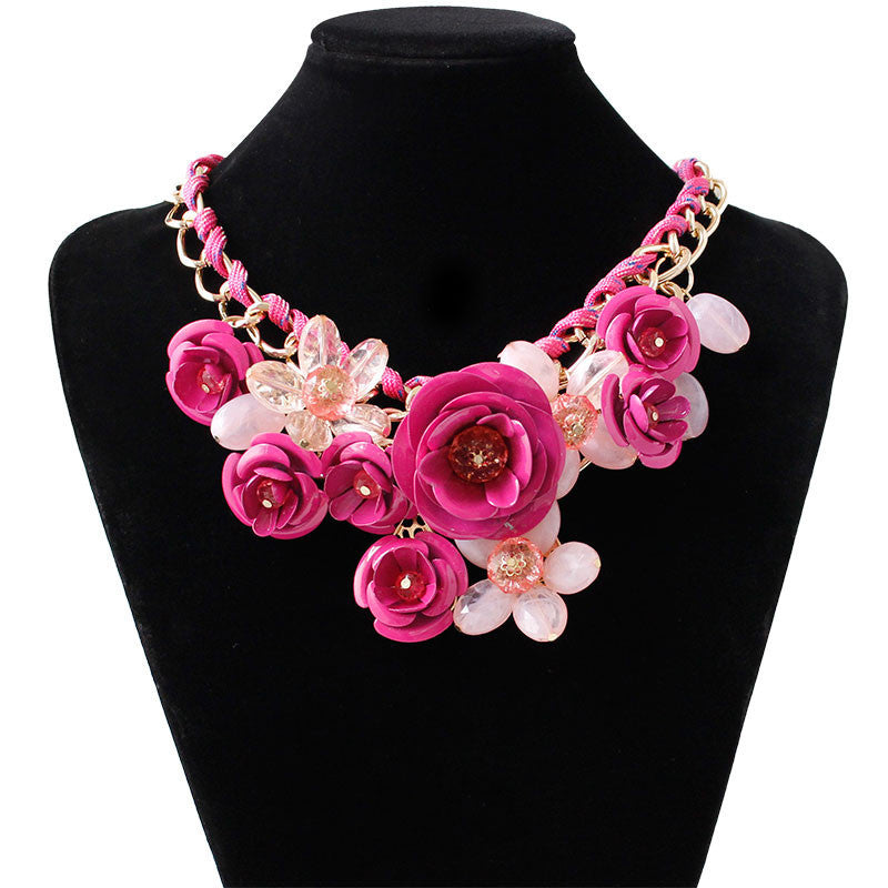 Online discount shop Australia - F&U Star Jewelry for women maxi necklace new design fashion statement necklace flowers necklaces & pendants