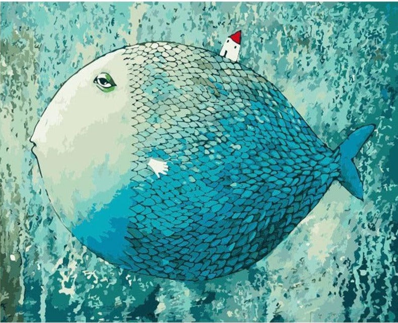 Blue Fish DIY Digital Painting By Numbers With Abstract Home Decor 40x50 Kits Coloring Paint By Numbers For Kids Gift