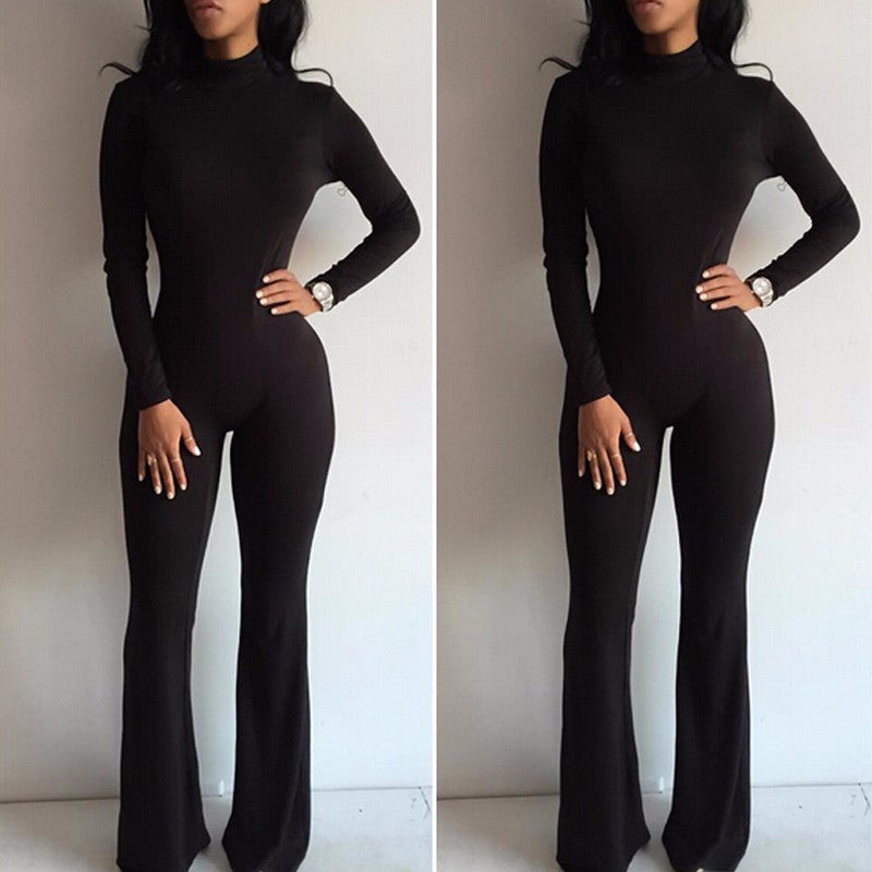 Tight Bodysuit Overalls Nightclub Rompers Womens Jumpsuit Playsuit Bodycon Jumpsuit women long Sleeve
