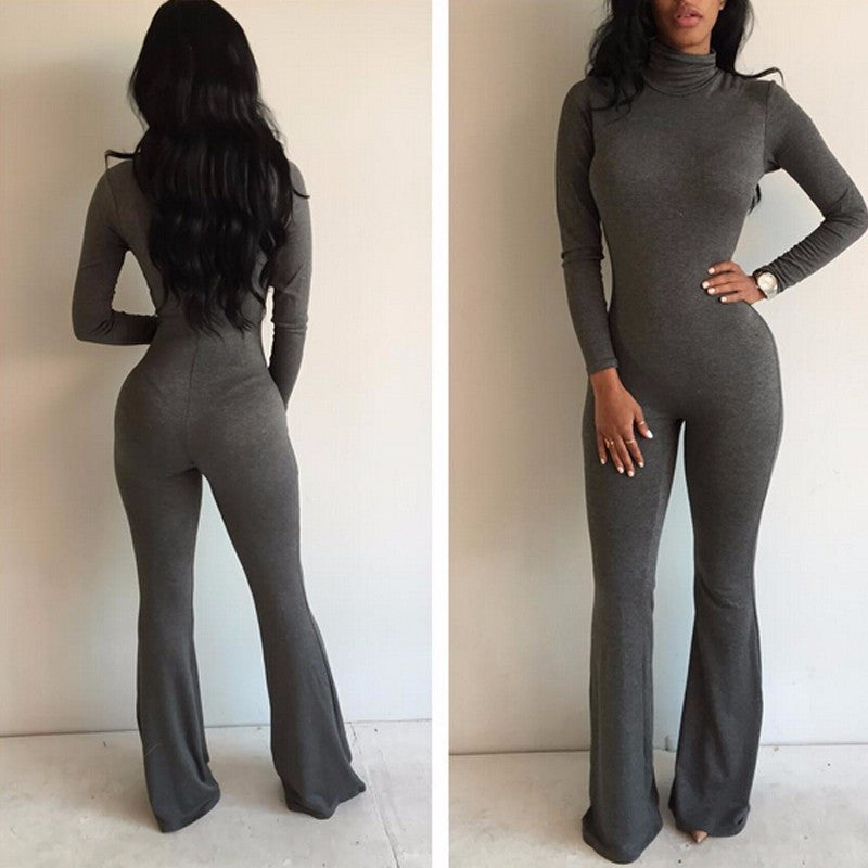 Tight Bodysuit Overalls Nightclub Rompers Womens Jumpsuit Playsuit Bodycon Jumpsuit women long Sleeve