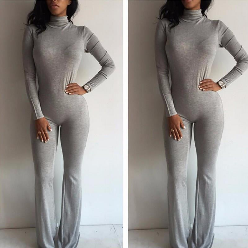 Tight Bodysuit Overalls Nightclub Rompers Womens Jumpsuit Playsuit Bodycon Jumpsuit women long Sleeve