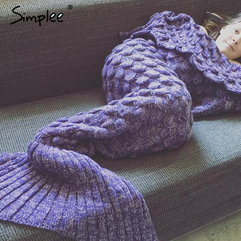 Online discount shop Australia - Crochet scales mermaid tail blanket Warm christmas knitted cute bed wrap Kids adult handmake sofa TV sleeping bag