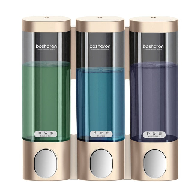 Liquid Soap Dispenser Wall Mount 300ml Bathroom Accessories Plastic Detergent Shampoo Dispensers Double Hand Kitchen Soap Bottle