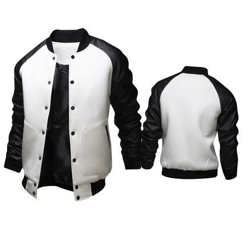 Online discount shop Australia - Cool College Baseball Jacket Men Fashion Design Black Pu Leather Sleeve Mens Slim Fit Varsity Jacket Brand Veste Homme Xxl