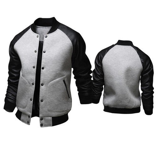 Online discount shop Australia - Cool College Baseball Jacket Men Fashion Design Black Pu Leather Sleeve Mens Slim Fit Varsity Jacket Brand Veste Homme Xxl