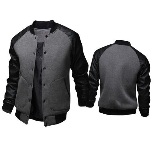Online discount shop Australia - Cool College Baseball Jacket Men Fashion Design Black Pu Leather Sleeve Mens Slim Fit Varsity Jacket Brand Veste Homme Xxl
