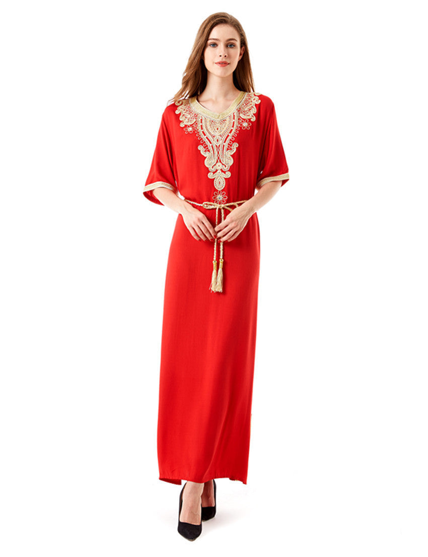 Online discount shop Australia - Muslim women Long sleeve Dubai Dress maxi abaya jalabiya islamic women dress clothing robe kaftan Moroccan fashion embroidey1605