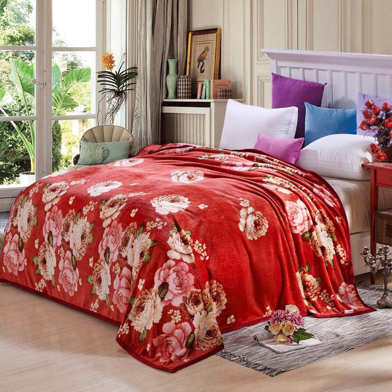 Online discount shop Australia - Coral Fleece blanket on the bed home adult Plaid Flower beautiful blanket sofa travel blanket purple portable #2