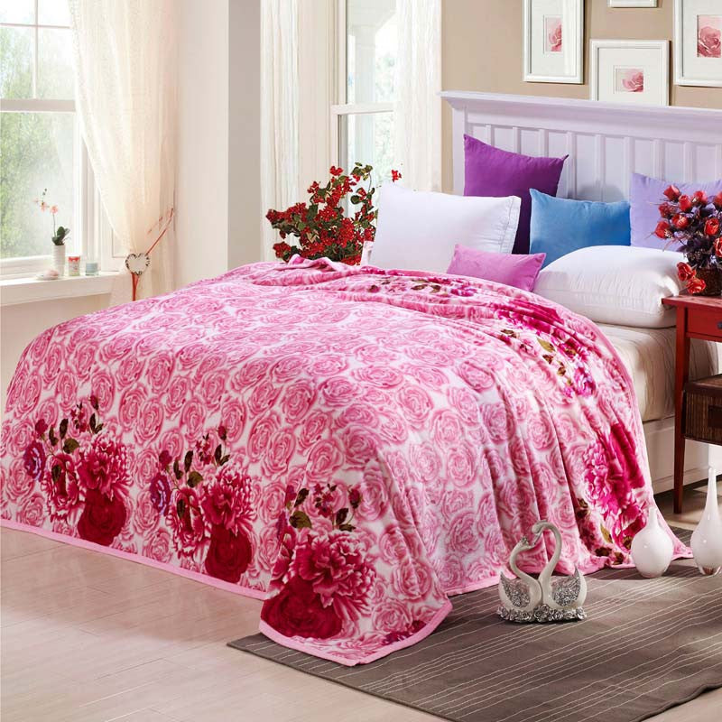 Online discount shop Australia - Coral Fleece blanket on the bed home adult Plaid Flower beautiful blanket sofa travel blanket purple portable #2