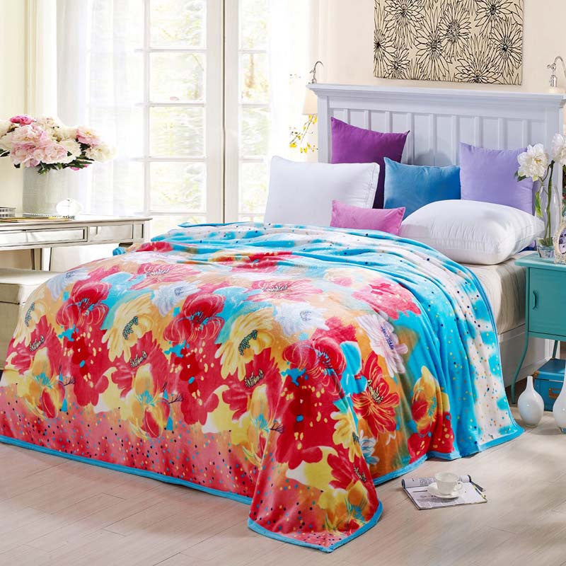 Online discount shop Australia - Coral Fleece blanket on the bed home adult Plaid Flower beautiful blanket sofa travel blanket purple portable #2