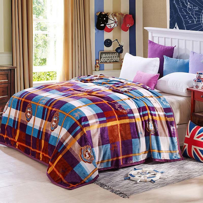 Online discount shop Australia - Coral Fleece blanket on the bed home adult Plaid Flower beautiful blanket sofa travel blanket purple portable #2