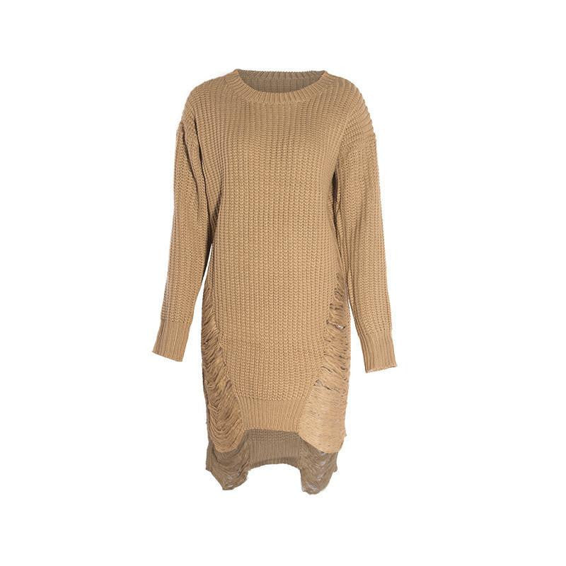 Women Loose Sweater Dress Fashion Winter Autumn Elegant vintage Dresses sexy Long Sleeve Casual Womens Clothing black