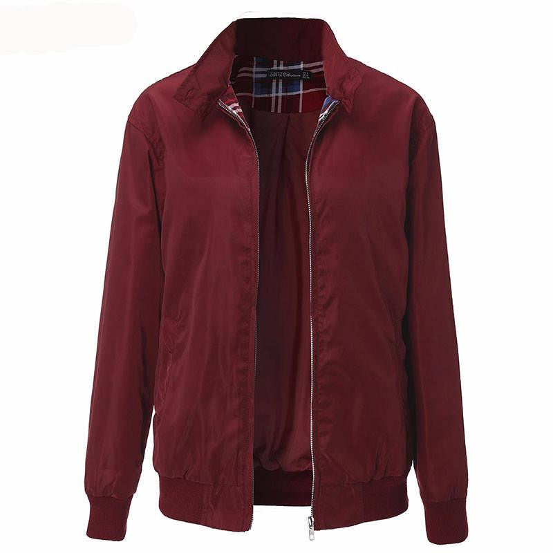 Women Casual Outwear Long Sleeve Vintage Tartan Zippered Pockets Bomber Slim Jacket Coat Plus Size Oversized