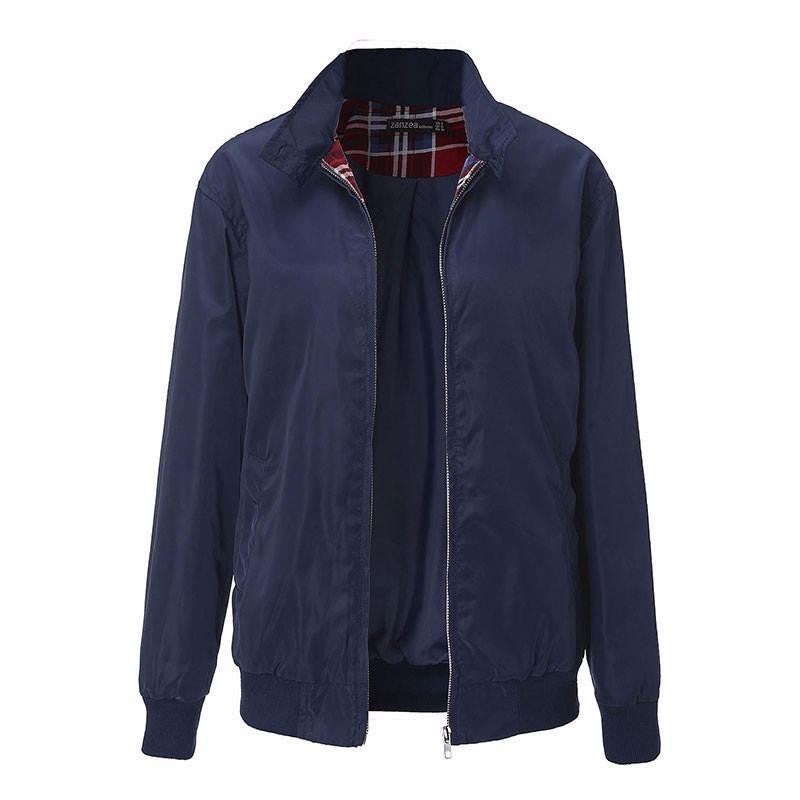 Women Casual Outwear Long Sleeve Vintage Tartan Zippered Pockets Bomber Slim Jacket Coat Plus Size Oversized